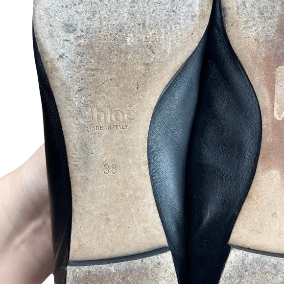 Chloé Lauren Ballet Scalloped Flats in Black Leather - Picture 8 of 9